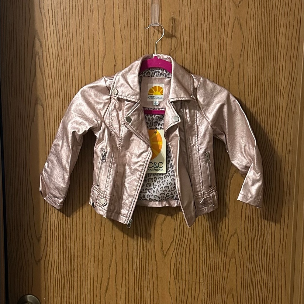 4T Pink Pearl Leather Moto Jacket